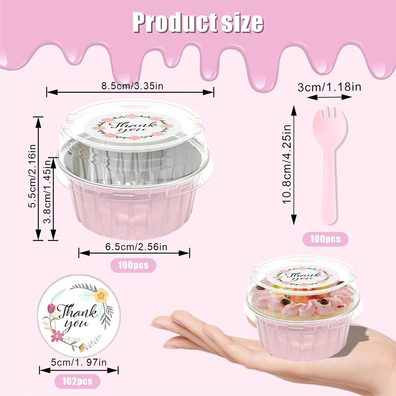 Eunika 4 Rolls Jelly Roll Batting Strip &100 Pcs Aluminum Foil Cupcake Baking Cups