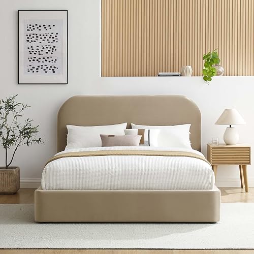 Modway Keynote Modern Queen Bed Frame with Curve Shaped Headboard