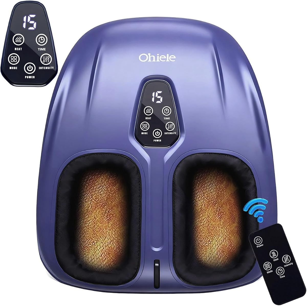 Masajeador de pies Shiatsu con calor y control remoto para fascitis plantar | Amasado profundo, 4 modos 5 niveles, apagado automático, se adapta a la talla 13, regalos para mujeres, hombres, mamá y papá (púrpura)