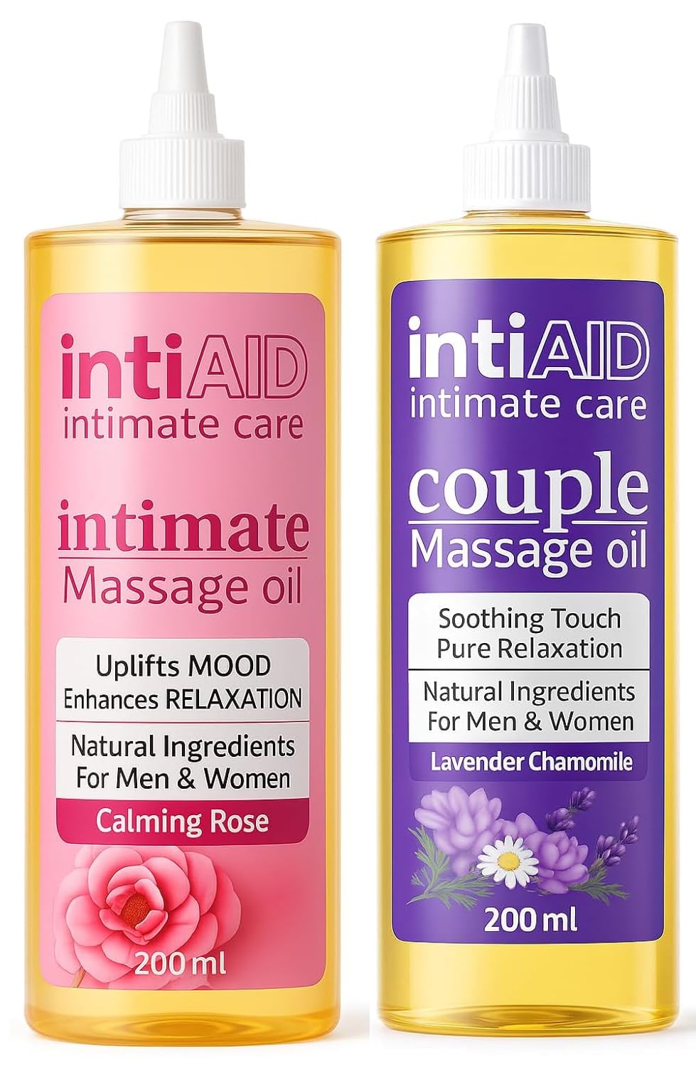 Couple & Intimate Massage Oil Pack of 2 with Sensual Bliss of Lavender & Chamomile. Ideal for Couples Date Nights & Soothing Massage Experience. Non-Sticky Texture – 200ml Each-image-44