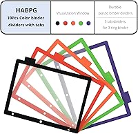 Vista 2 de HABGP 10 unidades/2 separadores de carpetas de 3 anillos con pestañas, separadores de páginas de color para carpetas de 3 anillos con pestañas, 5