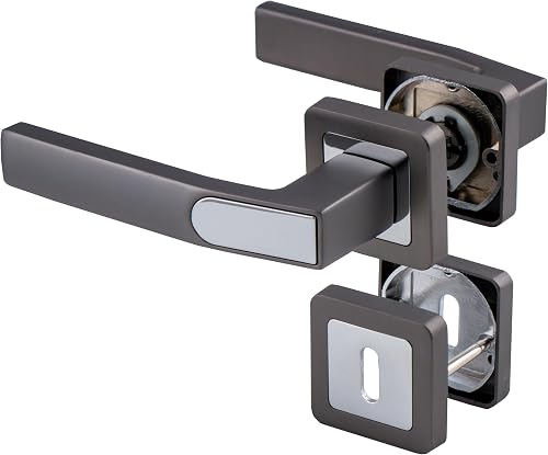 Pro Designer Series Brushed Vienna Black and Chrome Finish Keyway Door Handles