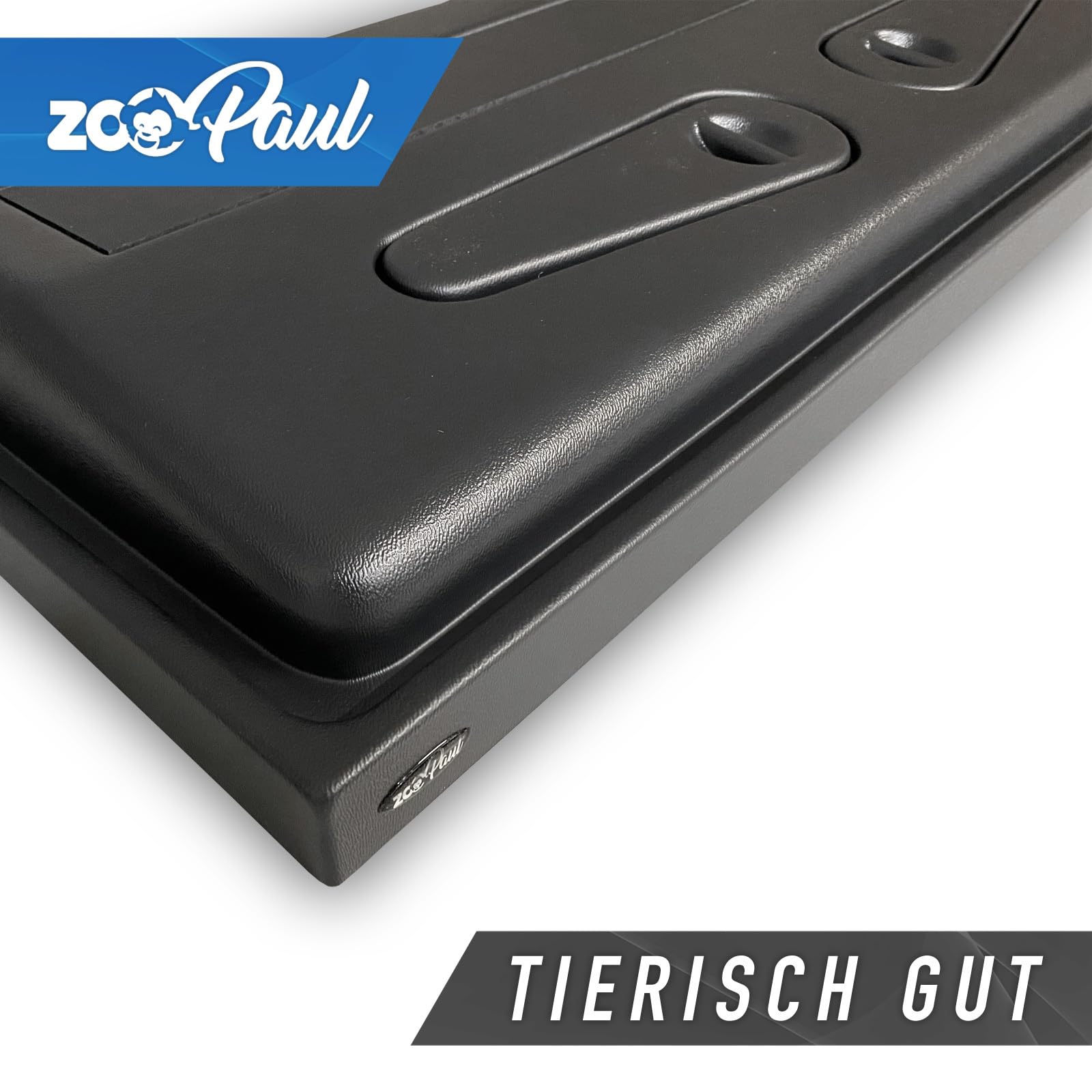 ZooPaul Aquarium Abdeckung 80x35 cm mit LED Beleuchtung – 2X T8 10W – Schwarz – für Aquarium & Terrarium – inkl. Futterklappen & Kabeldurchführungen