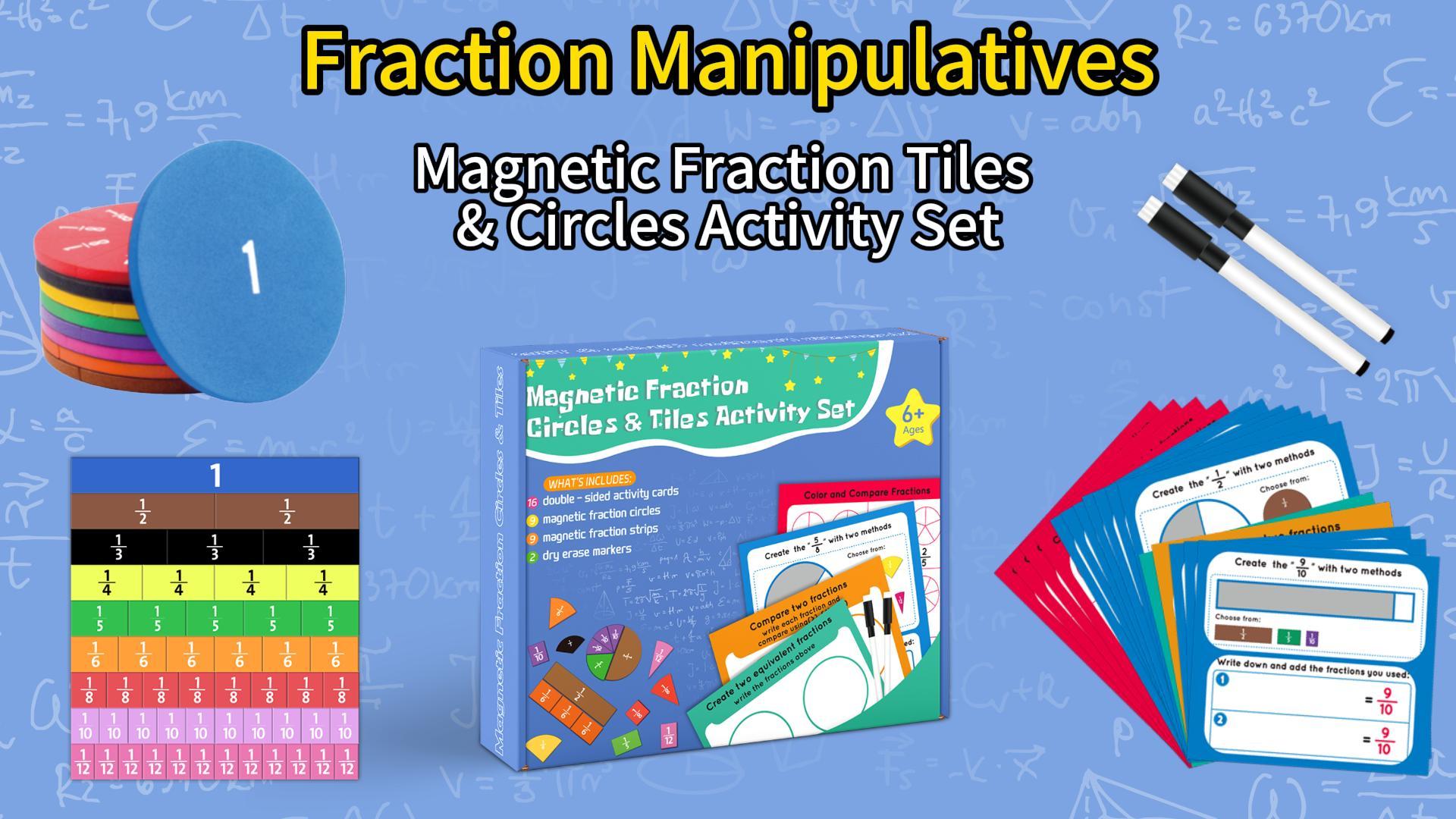 Sulxyi Carreaux Magnétiques En Mousse – Fractions Arc-en-Ciel – Outil Préscolaire Pour Apprendre Les Maths – 20,5 Cm – EVA – Manipulation Et Visualisation