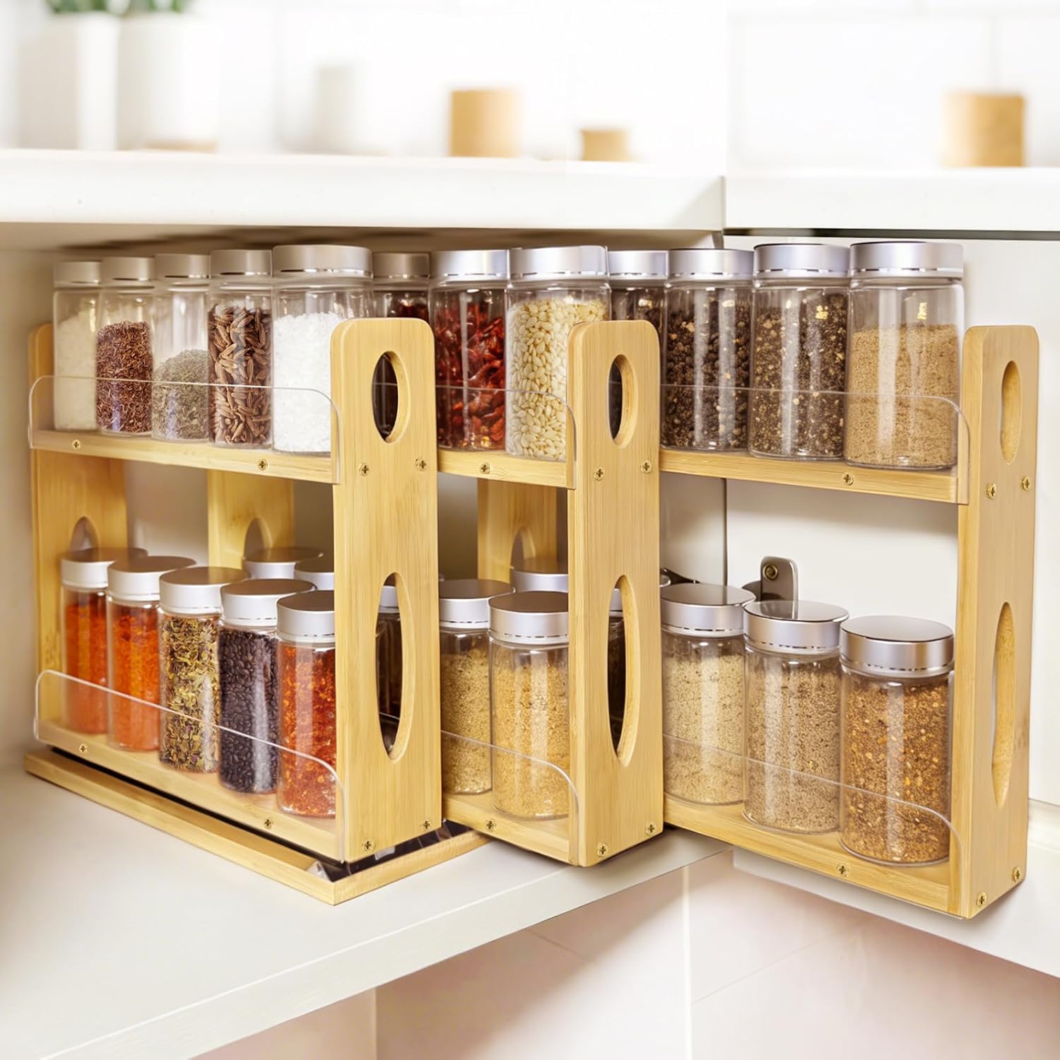 Spice Organization for Cabinet, Kitchen Pull Out Spice Rack Organizer