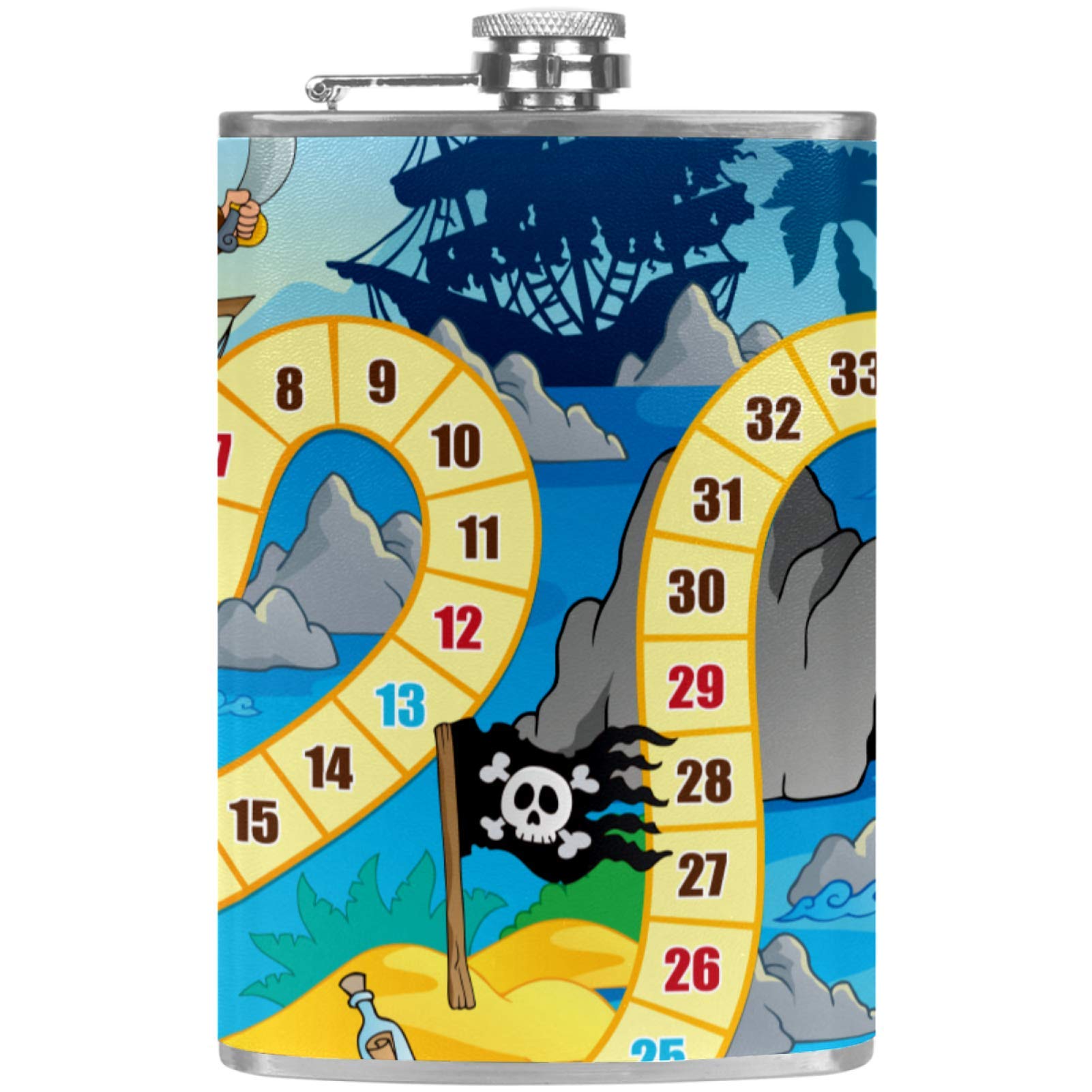 Flasque à whisky en cuir premium gravure phare de pirate et entonnoir