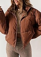 Vista 8 de Dokotoo Chaquetas acolchadas de invierno para mujer, de manga larga, con cremallera completa, con bolsillos