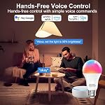 Luckystyle Smart LED Light Bulbs 4 Pack, 9W A19 WiFi Bluetooth Music Sync Color Changing RGBWW Lights Bulb,Work with Alexa, Google Assistant & Google Home, Dimmable 800LM & 16 Million Colors LED Bulbs
