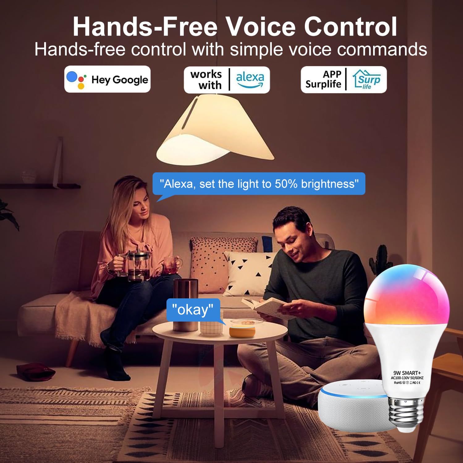 Amazon.com: luckystyle Smart Light Bulbs, 9W A19 E26 800LM WiFi