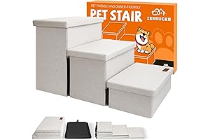 Dog Stairs for High Beds 17.1"H, Easy to Climb Folding Adjustable Dog Stairs