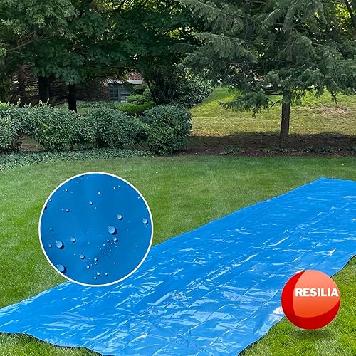 Miniatura 3 de Resilia - Tobogán acuático de césped súper deslizante XL, 20 pies de largo x 6 pies de ancho, para adultos y adolescentes, color azul polvo con