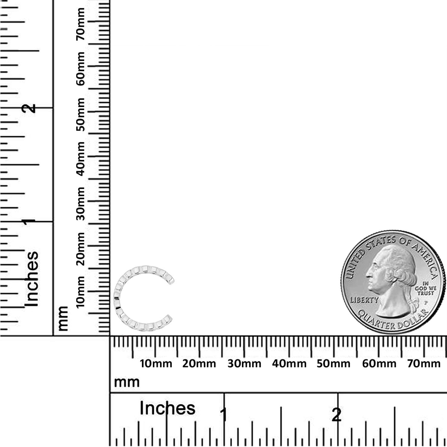 AVORA 925 Sterling Silver Simulated Diamond CZ Single Row Ear Cuff