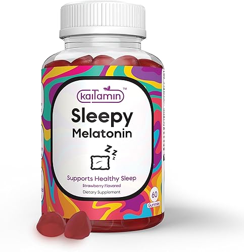 Kaitamin Melatonina 5 mg para dormir, relajación y apoyo al estado de ánimo, vegetariana, sin gluten, sin OMG, 60 gomitas, bajas en calorías,