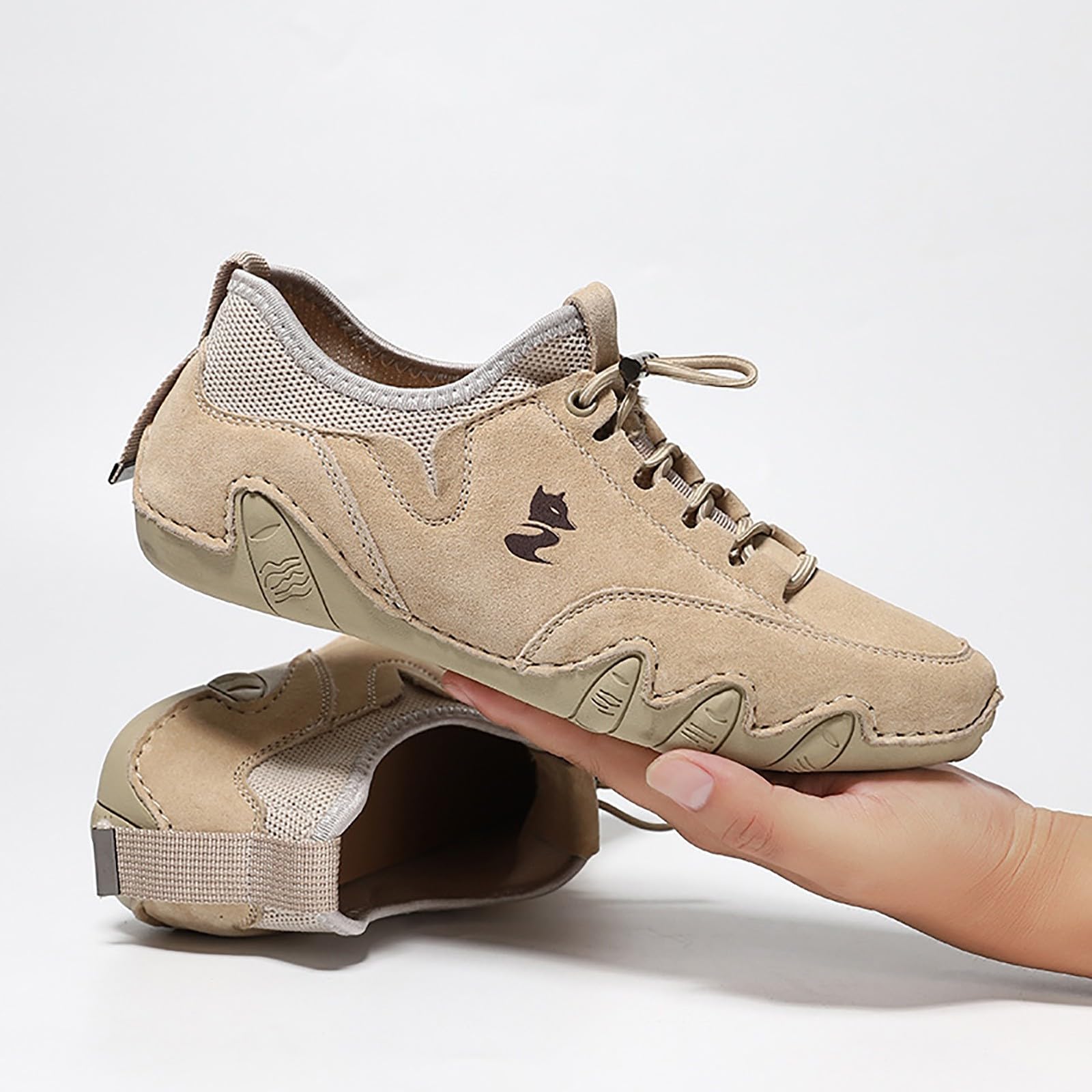 Zapatos casuales para mujer, zapatos casuales para mujer, botas chukka al tobillo, mocasines transpirables, hechos a mano, a la moda, tenis de caña media para caminar y conducir, Khaki, 40 EU