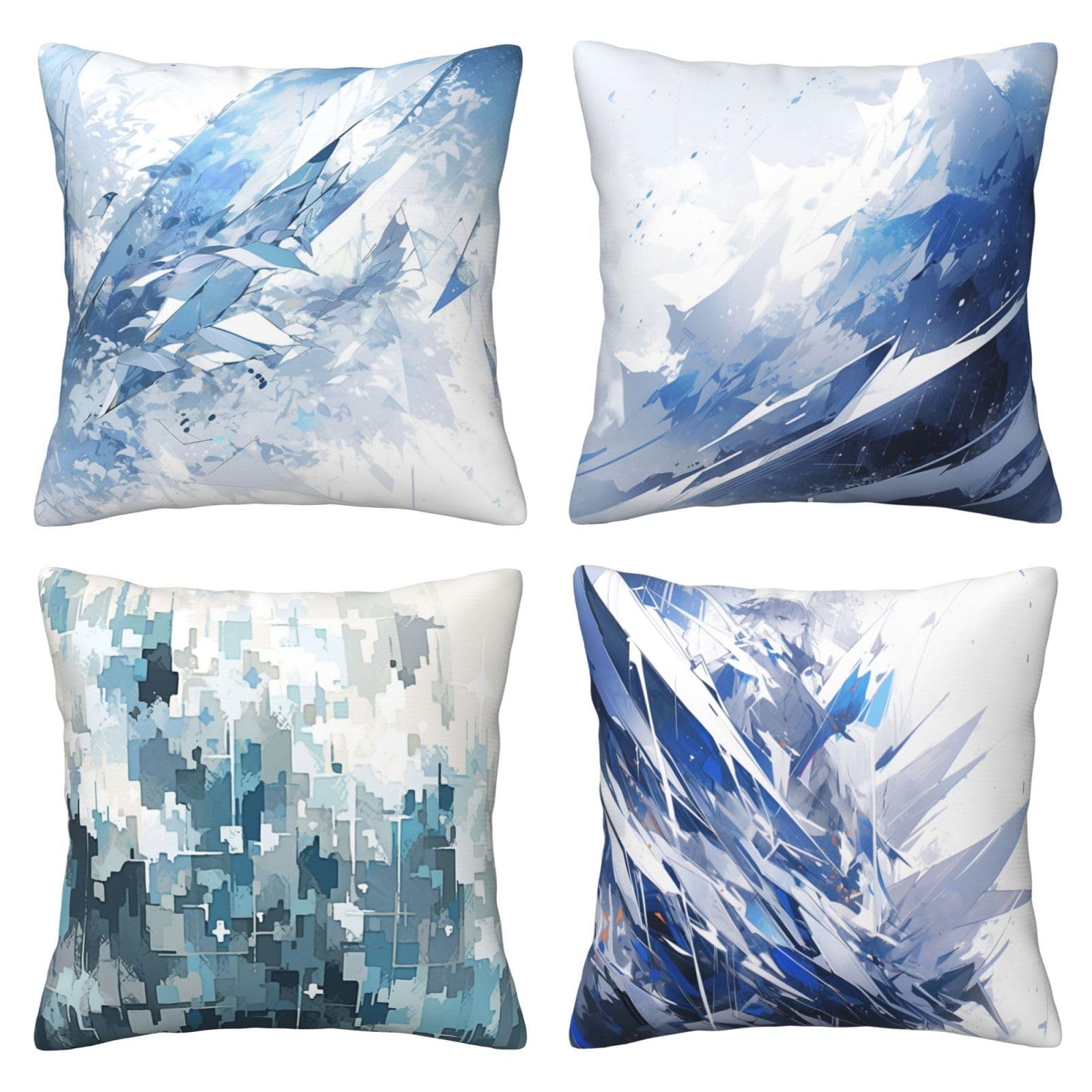 Housses de coussin en peluche courte 60x60cm bleu artistique de qualité