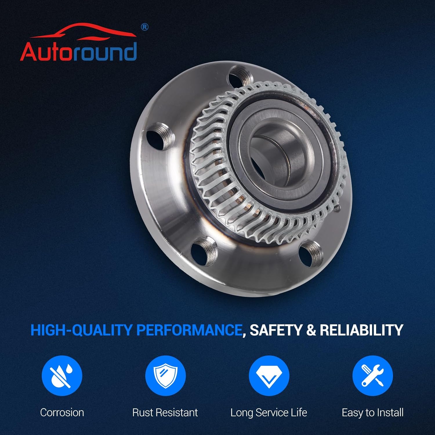 Autoround 512012 Rear Wheel Bearing and Hub Assembly Compatible with Audi TT 2000-2006, Volkswagen Jetta 1999-2005, Beetle 1998-2010, Golf 1998-2005, Golf City 2007-2009, 5 Lug w/ABS, Set of 2