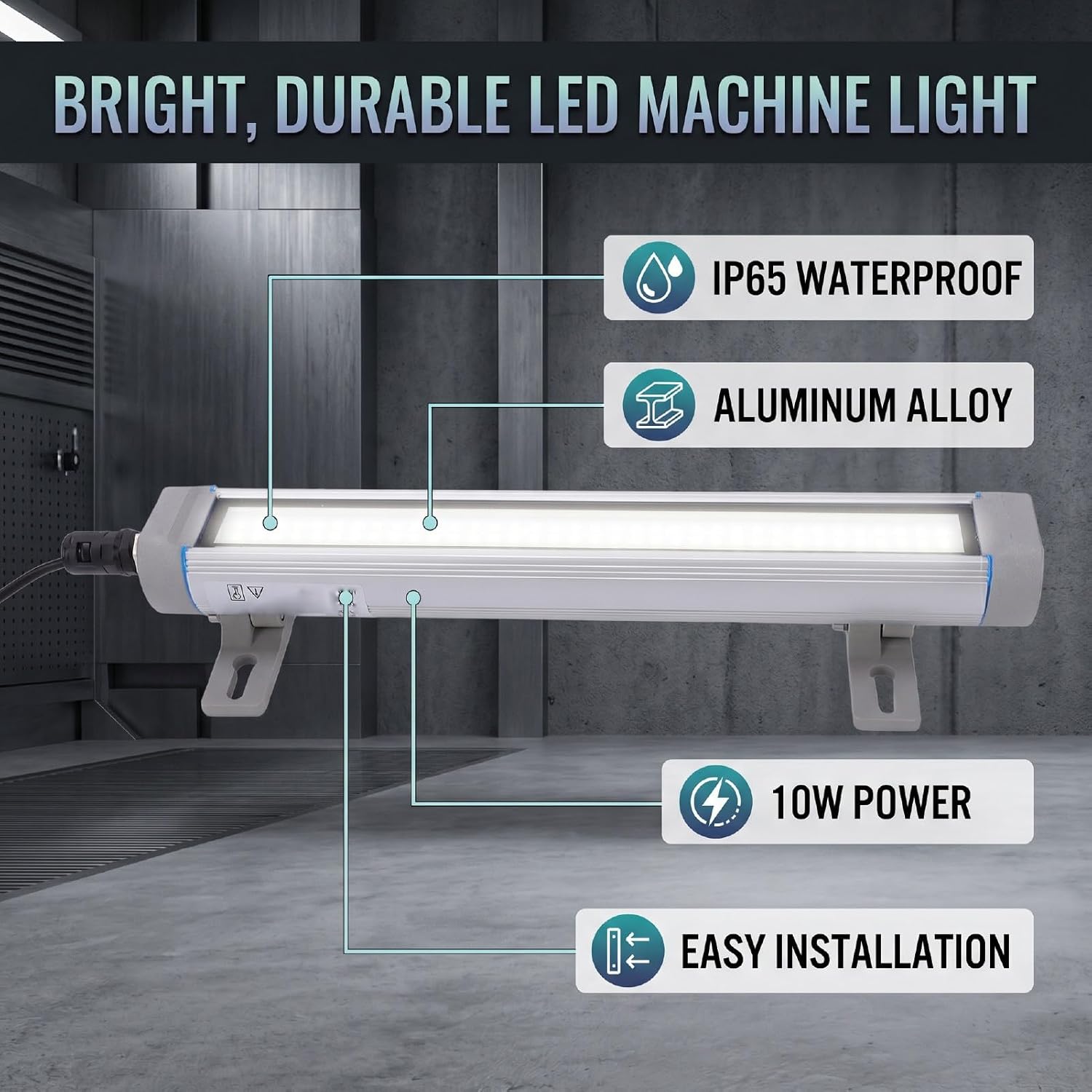 Fafeicy LED Workshop Tube Light, 10W Industrial CNC Machine Light with IP65 Rating for Machinists Working on Milling Drilling Grinding Equipment