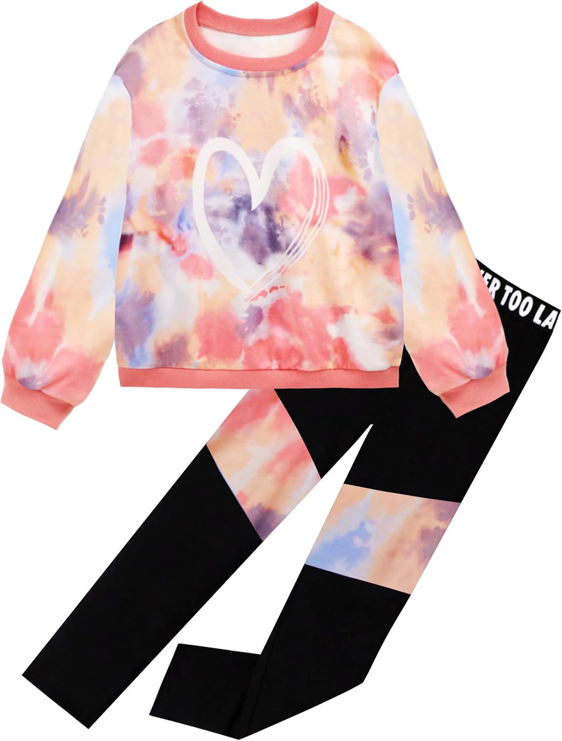 Girls 2 Piece Outfits Kids Clothes Sets Sweatsuit Tracksuit Jogger Print Long Sleeve Sweatshirts Sweatpants 4-13Y