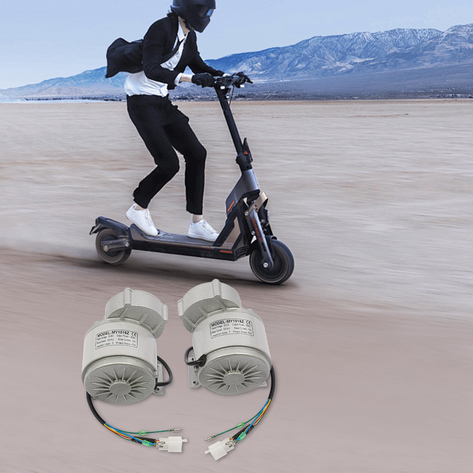 Motoriduttore brushless da 350 W, 24 V CC, 2 pezzi, motore elettrico da 330 giri/min, con regolatore di velocità e manopola del gas di retromarcia a tre marce, set di motore 15 A, per tosaerba