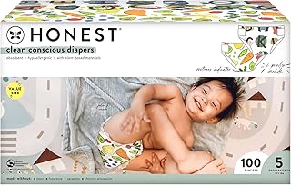 The Honest Company Clean Conscious Diapers | Plant-Based, Sustainable | So Delish + All the Letters | Super Club Box, Size...