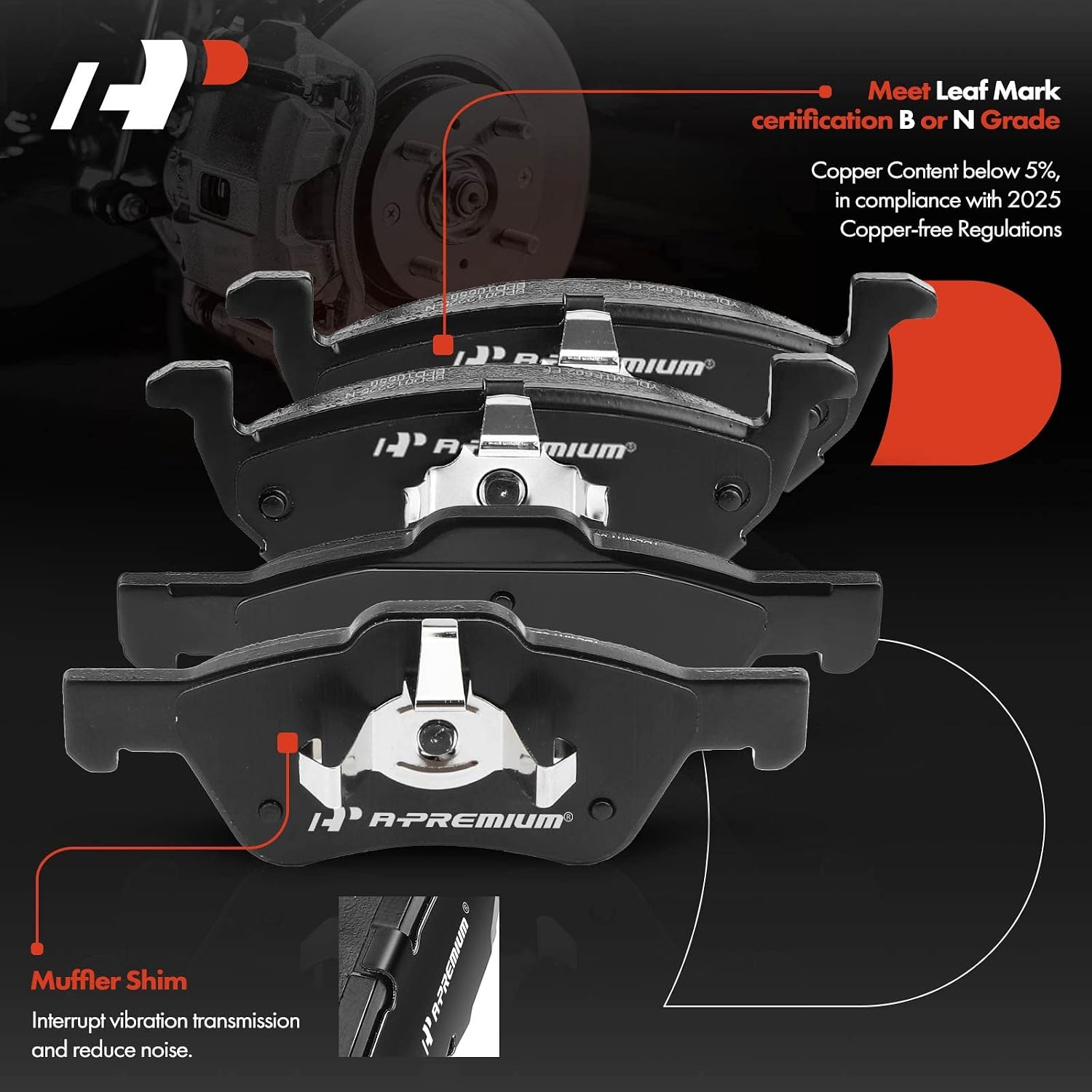 A-Premium Front Vented & Rear Solid Disc Brake Rotors + Ceramic Pads Kit Compatible with Select Ford, Mazda and Mercury Models - Escape/Tribute/Mariner 2005 2006 2007 2008, 12-PC Set