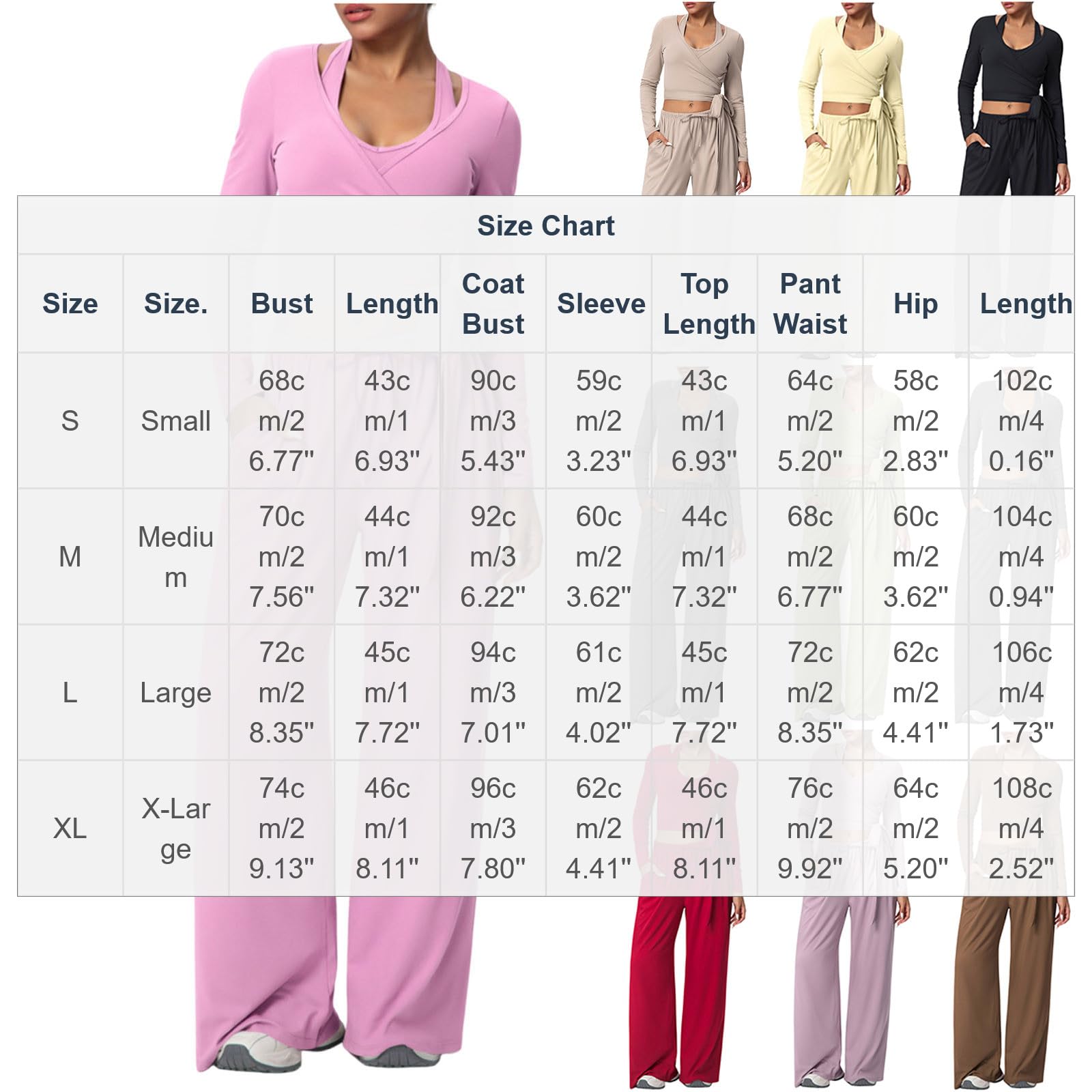 Set da palestra da donna a maniche lunghe con top corto con cintura senza maniche, pantaloni a lunghezza intera, casual, comodi, per yoga, corsa, allenamento, abbigliamento sportivo all'aperto