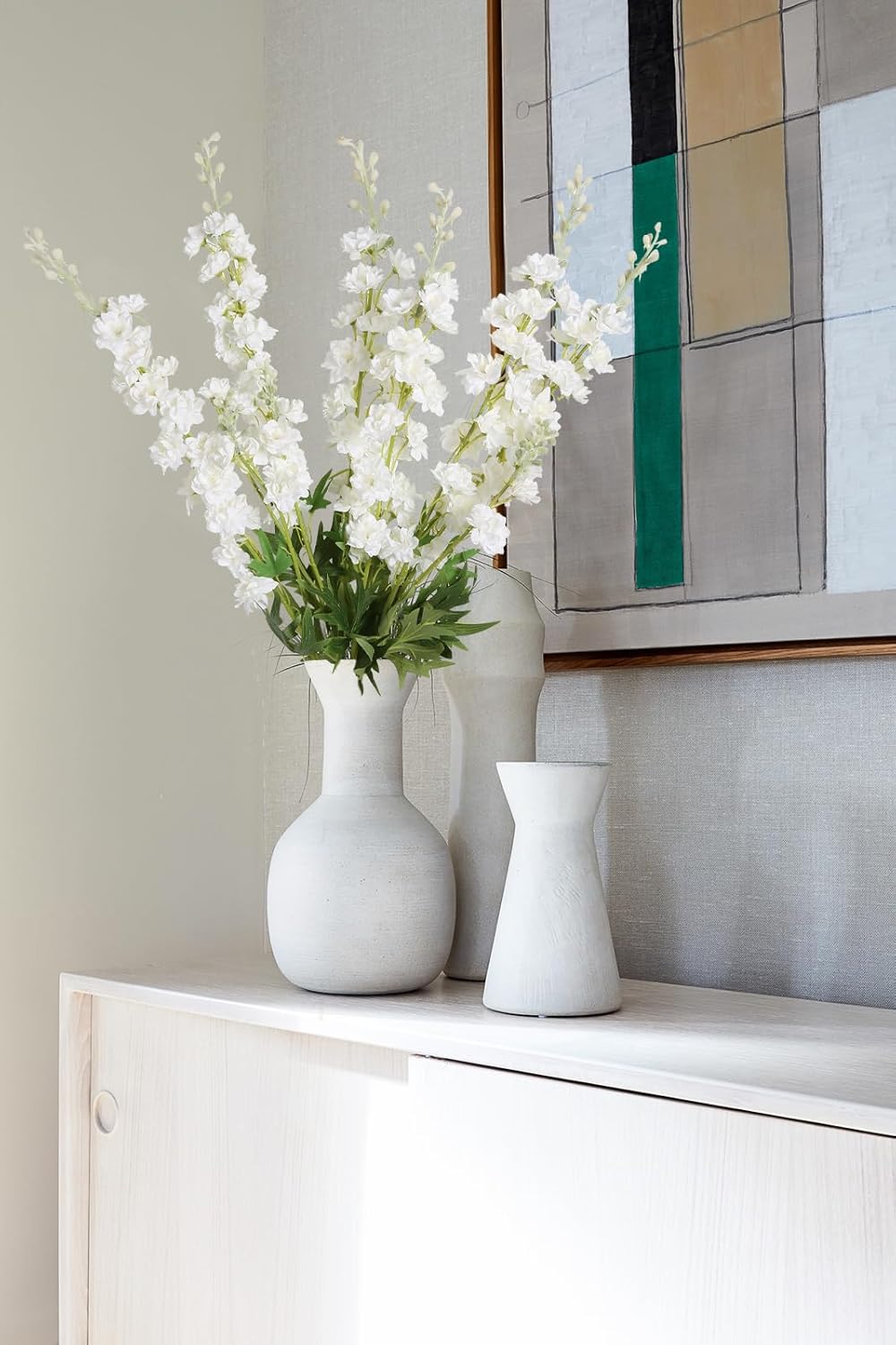 IPOPU White Flowers Artificial Delphinium 9PCS with Clematis Greenery for Wedding & Home Decor - Image 7