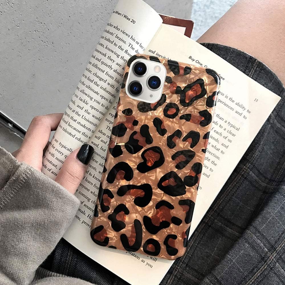 J.west Case for iPhone 11 Pro 5.8", Luxury Sparkle Bling Translucent Leopard Cheetah Print Soft TPU Silicone Phone Case Slim Fit Fashion Design Animal Pattern Protective Cover for Girls Women