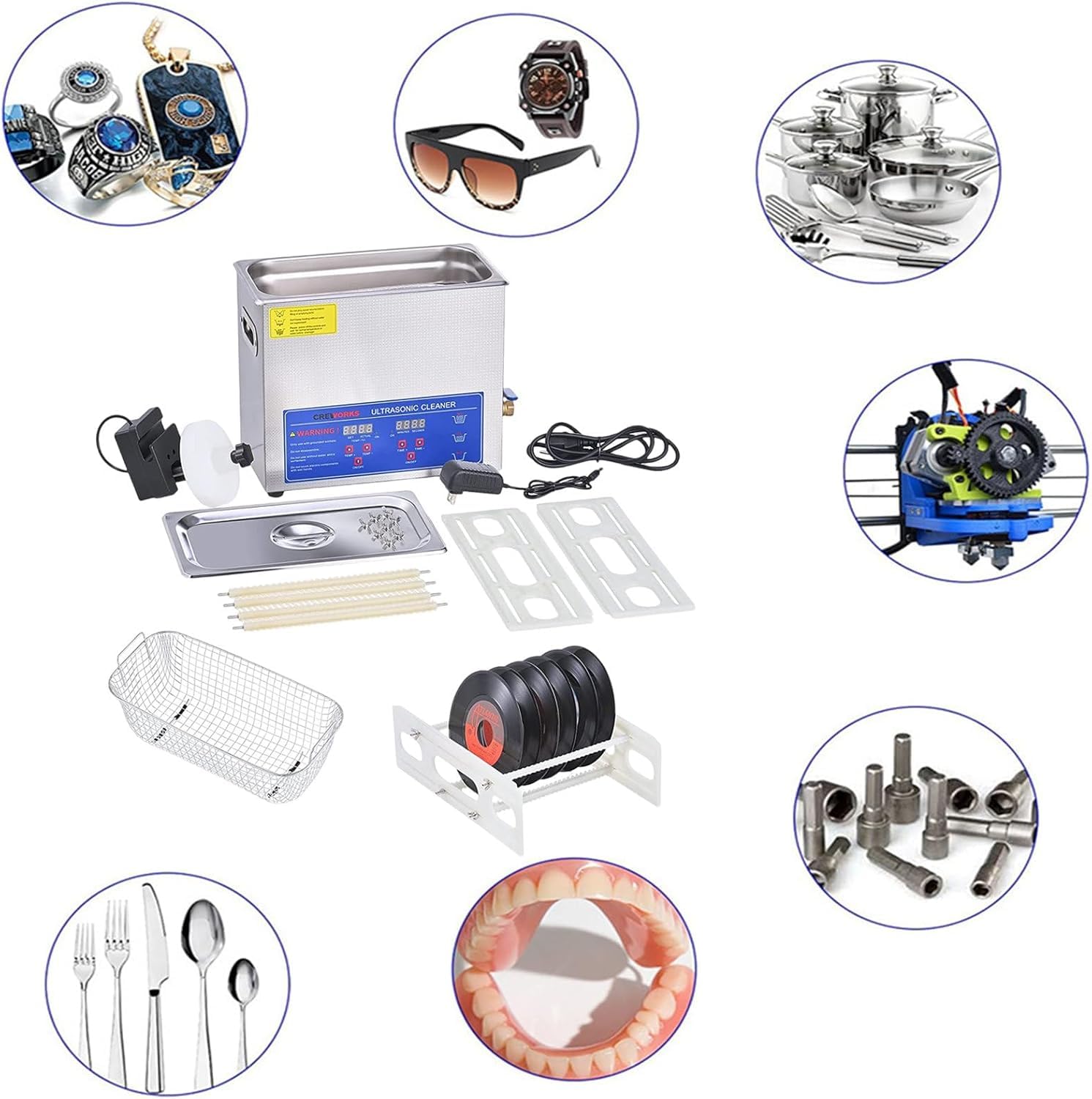 Limpiador Ultrasónico De Discos De Vinilo De 6 L, Máquina Limpiadora Ultrasónica De 180 W, 8 Unidades De Una Sola Vez, Limpieza De Discos De Vinilo De Doble Cara con Rotación Automática, Te