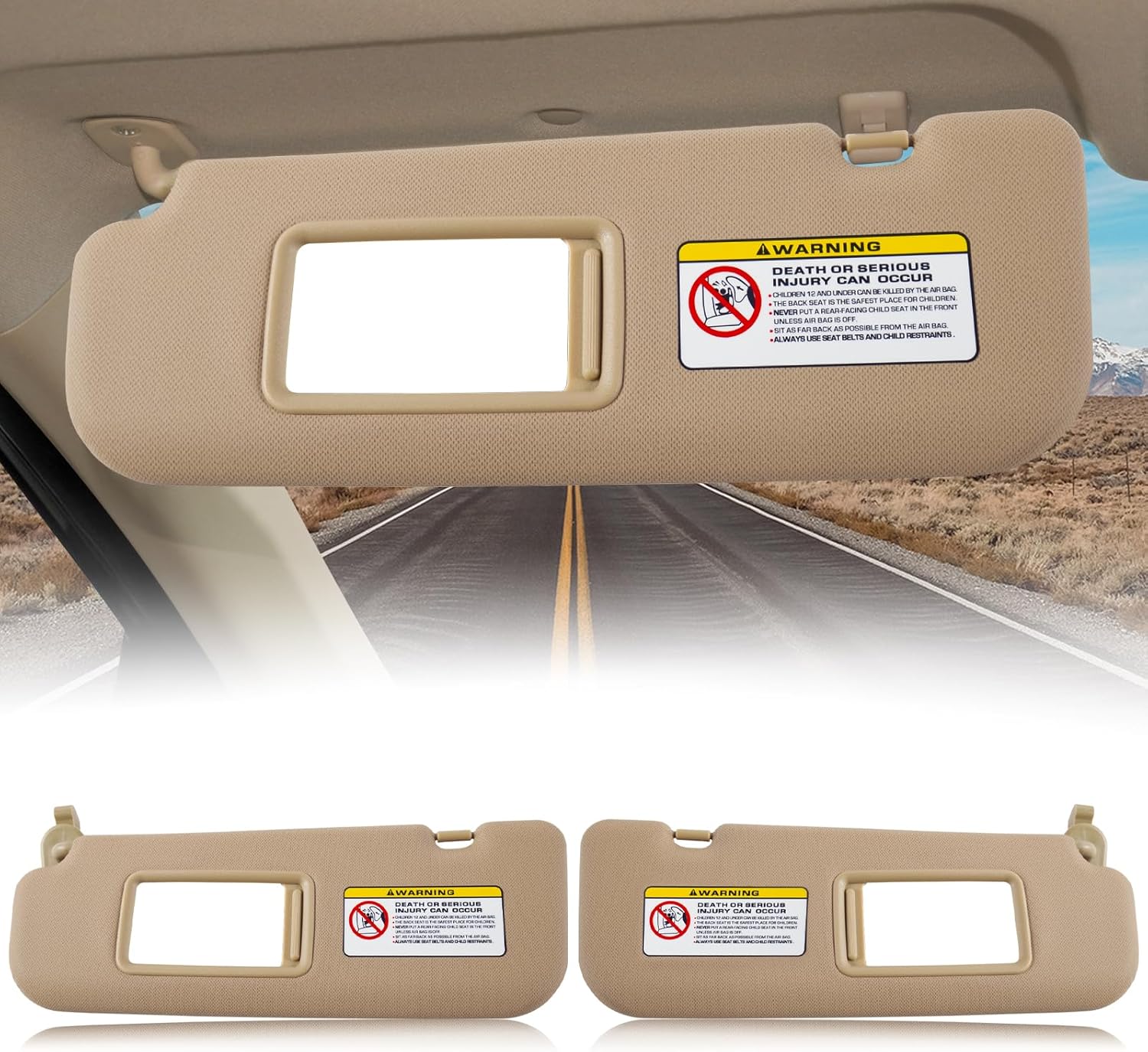 Car Sun Visor Fit for Hyundai Elantra 2011 2012 2013 2014 2015‎ Sun Visor with Vanity Mirror Cover Plate for Blocking Sunlight 852103X000TX 852203X000TX(Beige, Left and Right Pairs