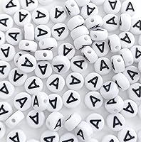 Vista 22 de 100 cuentas de letras blancas redondas de acrílico del alfabeto, cuentas de la letra L, para hacer joyas, pulseras, collares, llaveros, bricolaje