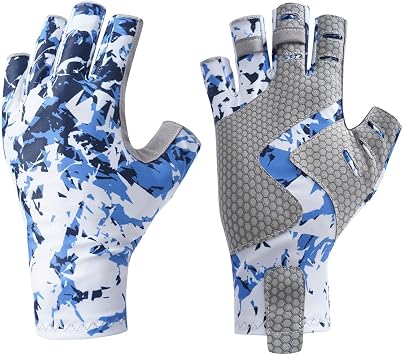 Sun Gloves UPF 50+ Fishing Gloves, Fingerless Sun Protection UV Protection Fishing Gloves Men/Women for Kayaking, Hiking,