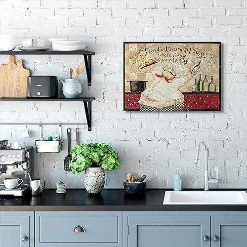 Miniatura 2 de Stupell Industries The Gathering Place Phrase - Dije vintage de chef de cocina, diseño de Dan DiPaolo, arte de pared en lienzo, 24 x 30 pulgadas,