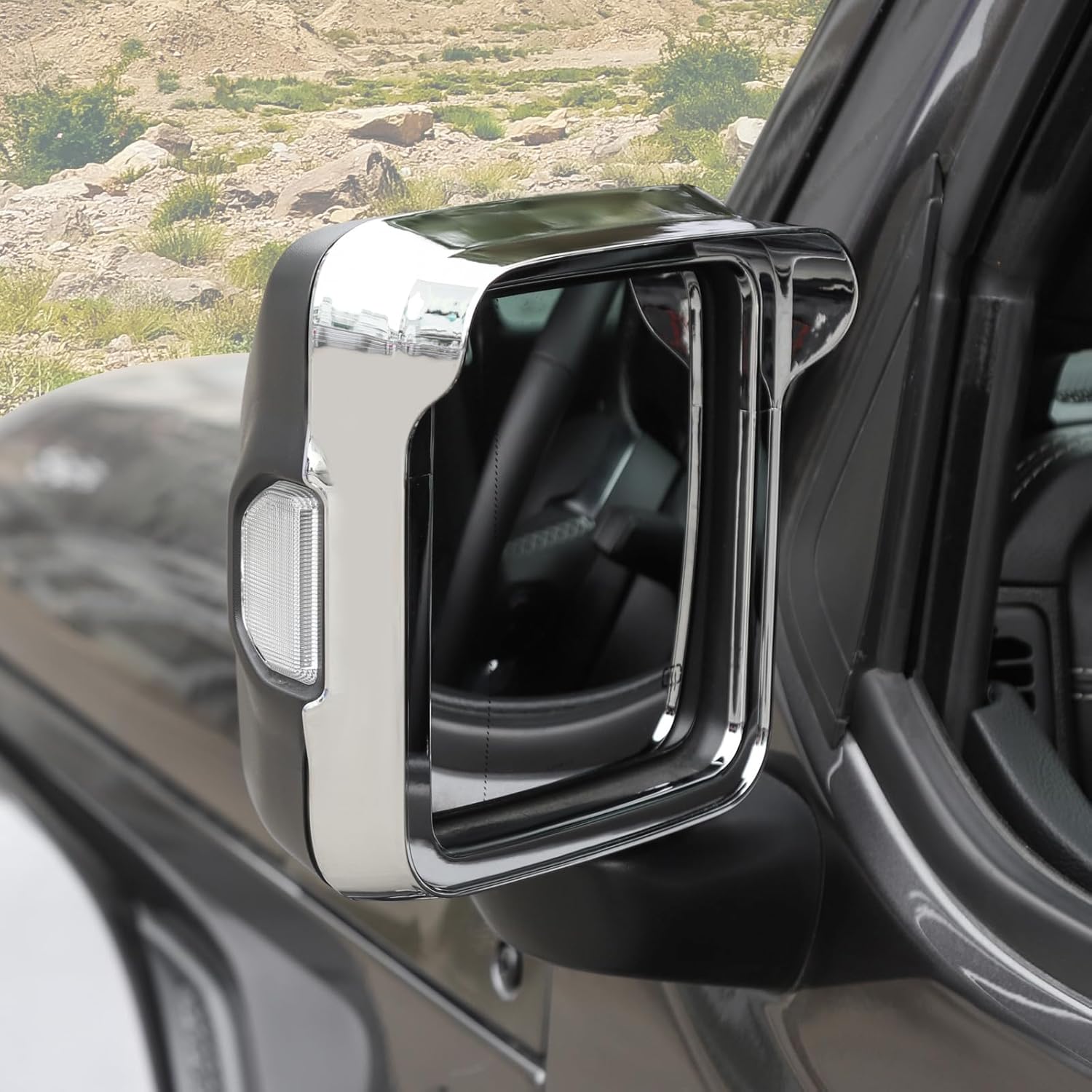 for Jeep JL Chrome Side Mirror Rain Eyebrow Trim Frame for Jeep Wrangler JL JLU 2018+ for Gladiator JT 2020-Present ABS Exterior Accessories 2pcs