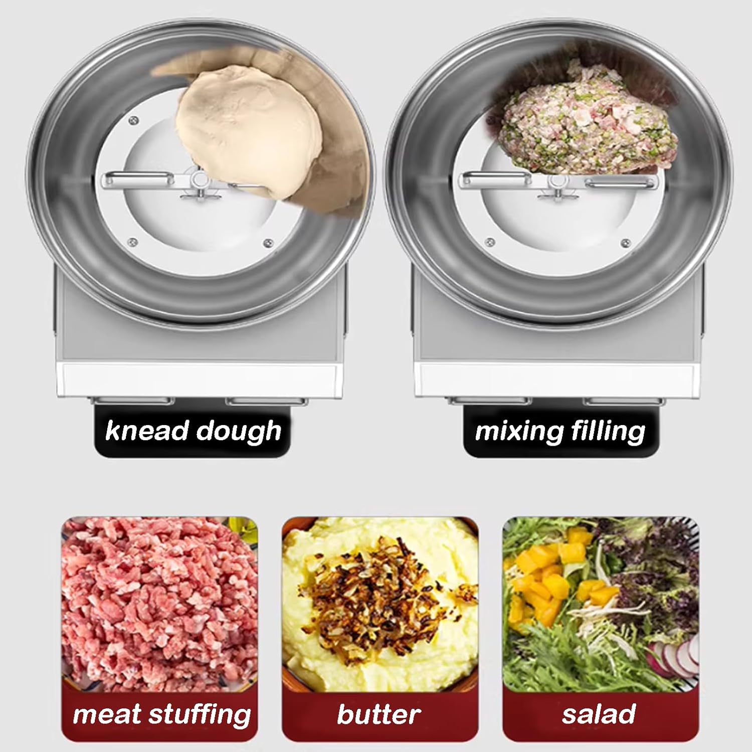 INTBUYING Electric Dough Mixer Machine Bread Pizza Dough Mixer Kneading Machine 110V with Timing Function and Removable Bowl Commercial Home Use 17LB Capacity