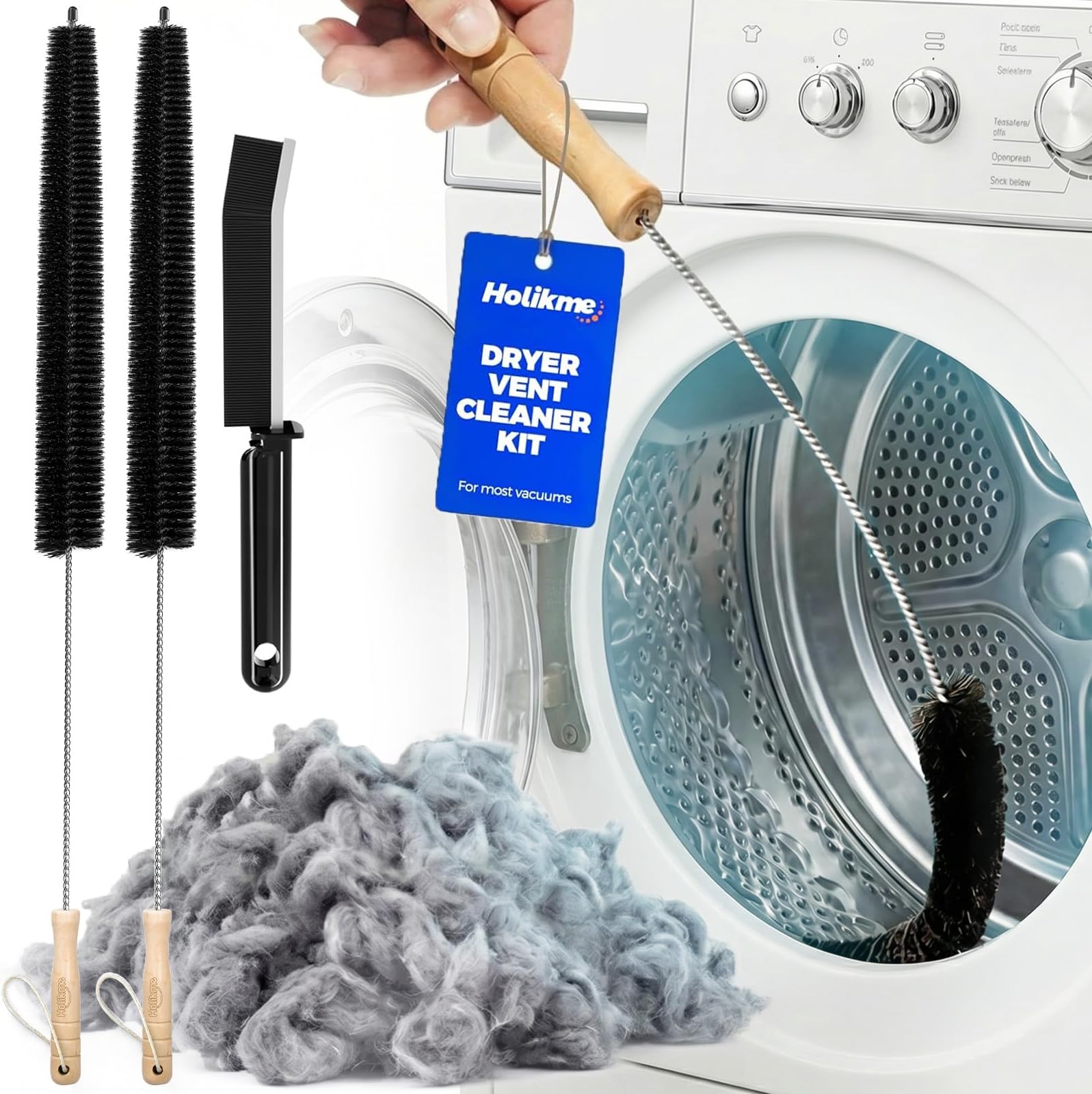 Dryer Vent Cleaner Kit, 3 Pieces Dryer Lint Brush- Household Supplies 304 Stainless Steel Cleaning Brush Home Essentials Crevice Brush for Lint Trap