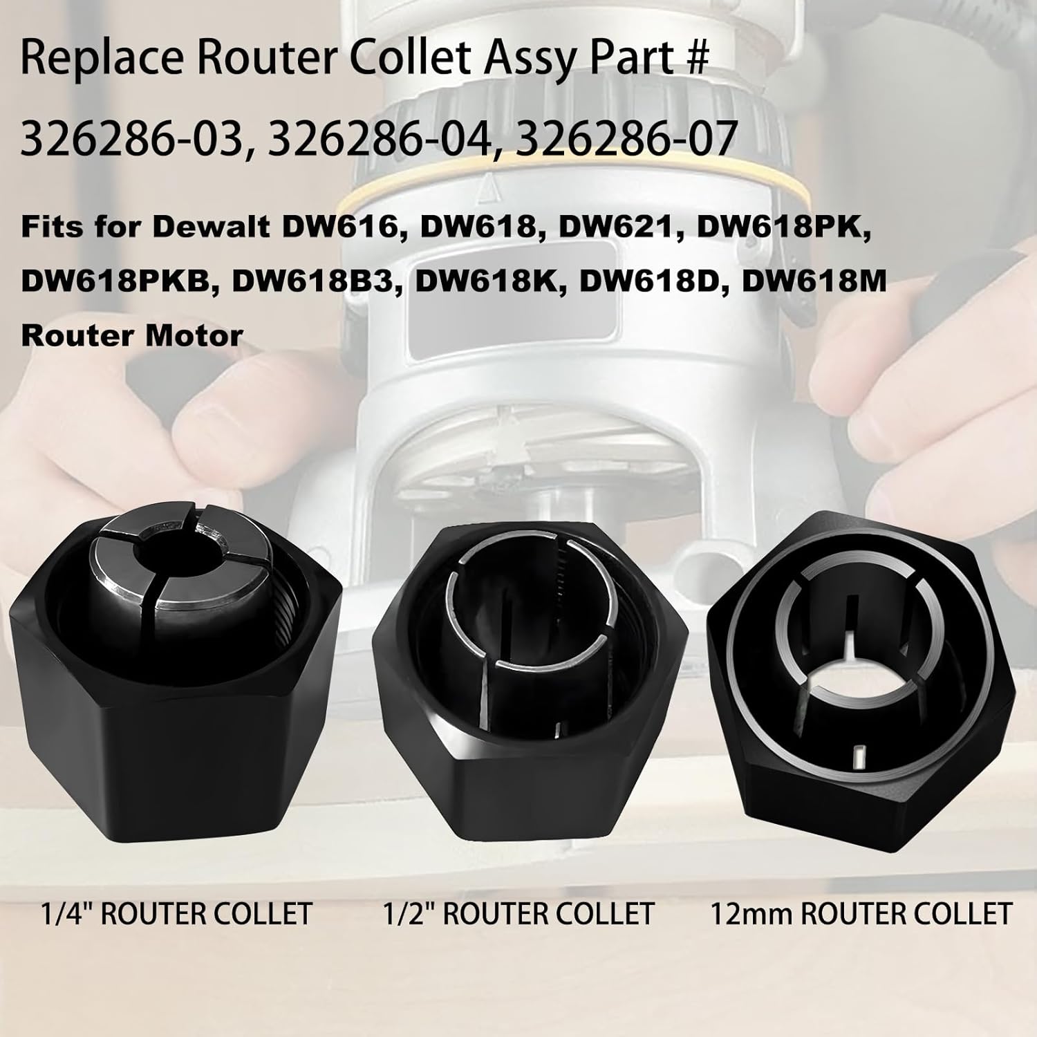 1/2" and 1/4" 12mm Router Collet view 5