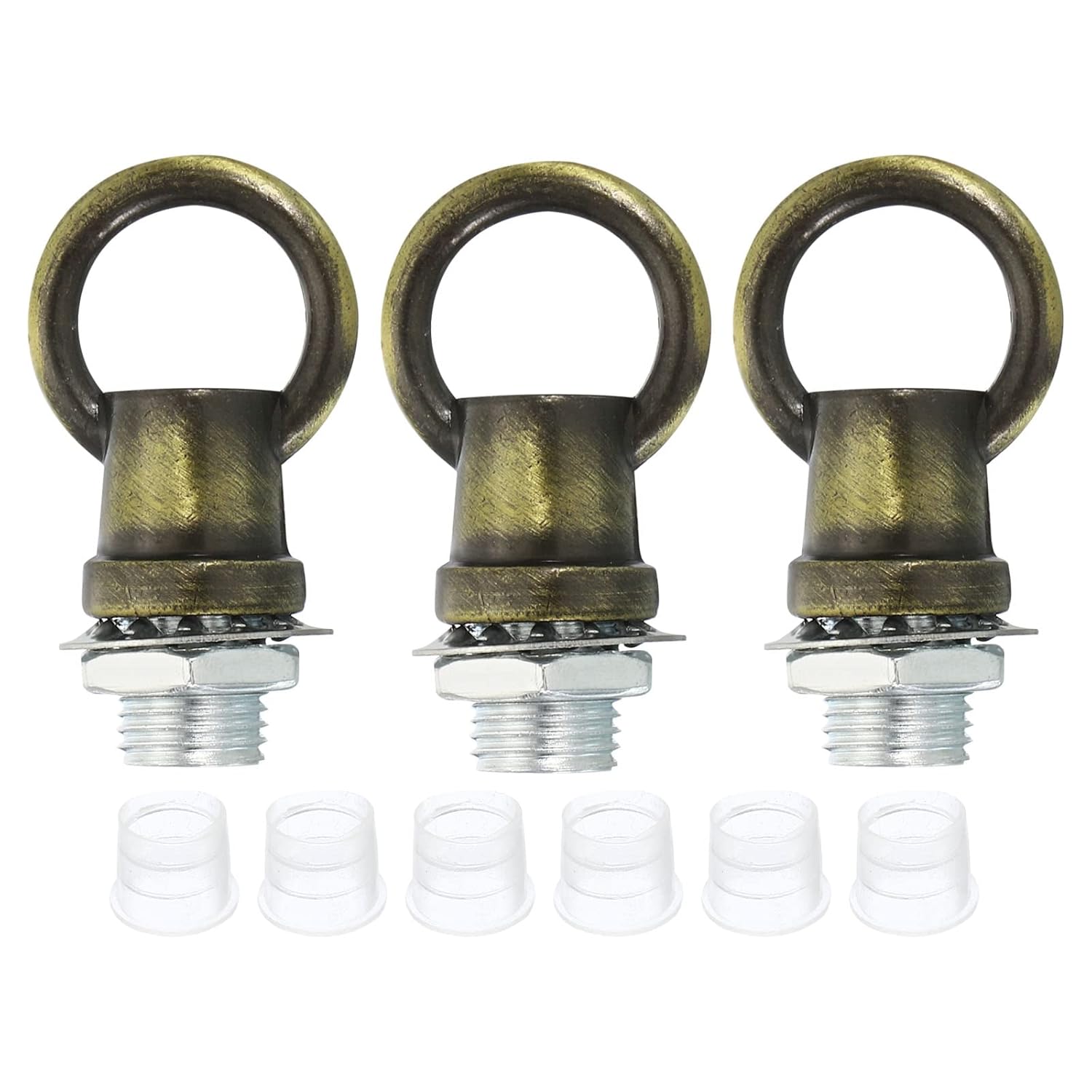 PATIKIL 8kg Load 14mm ID M10 Lamp Female Loop Holder, 3 Set Lifting Eye Nut Hook Ring Shape Structural Support to Chandelier Lighting Fixtures, Black