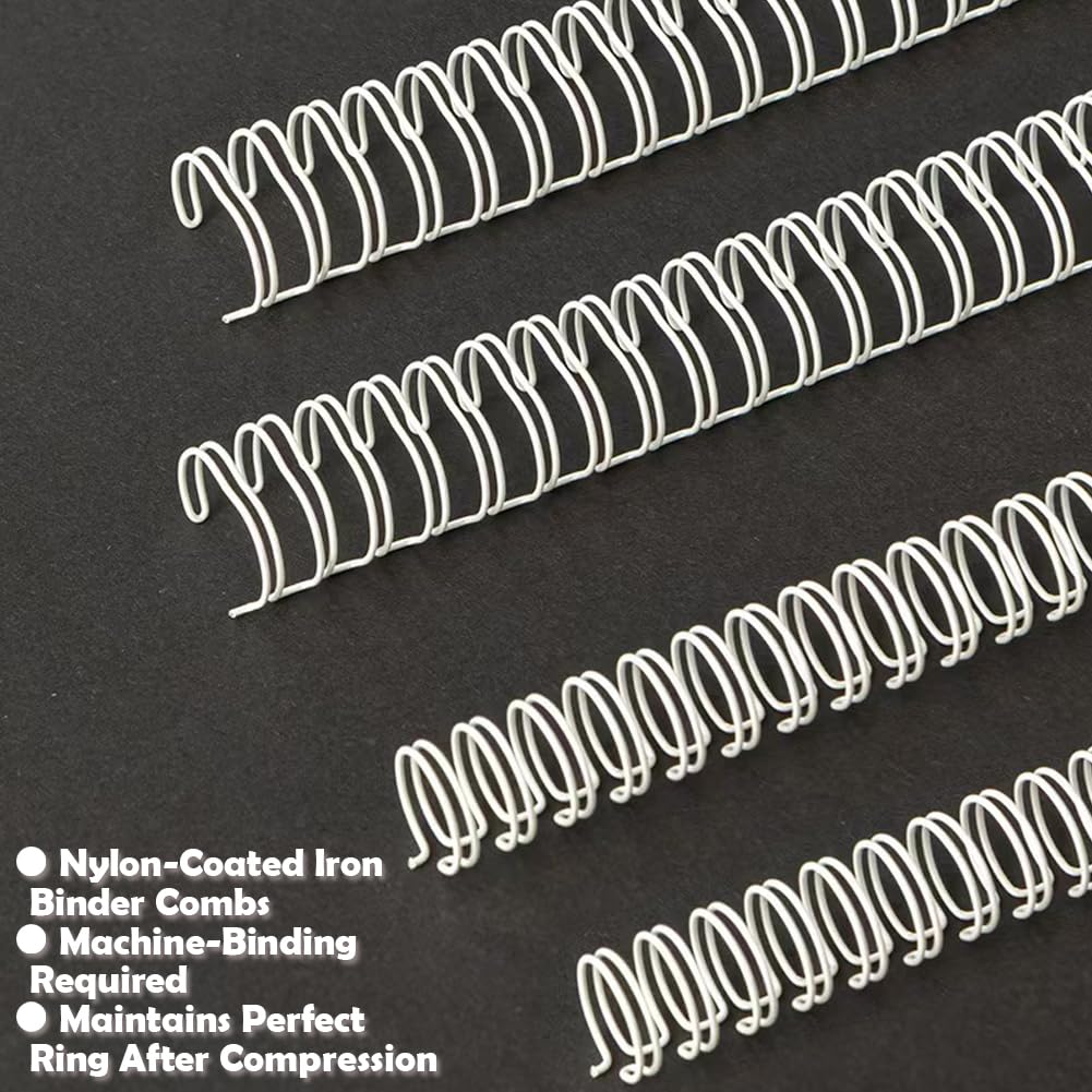 Lot de 50 reliures à double boucle pour étudiants et collègues de travail, reliure métallique à double boucle pour réservation au format lettre et machines à relier (50P, pas 2:1, blanc, 2,5 cm