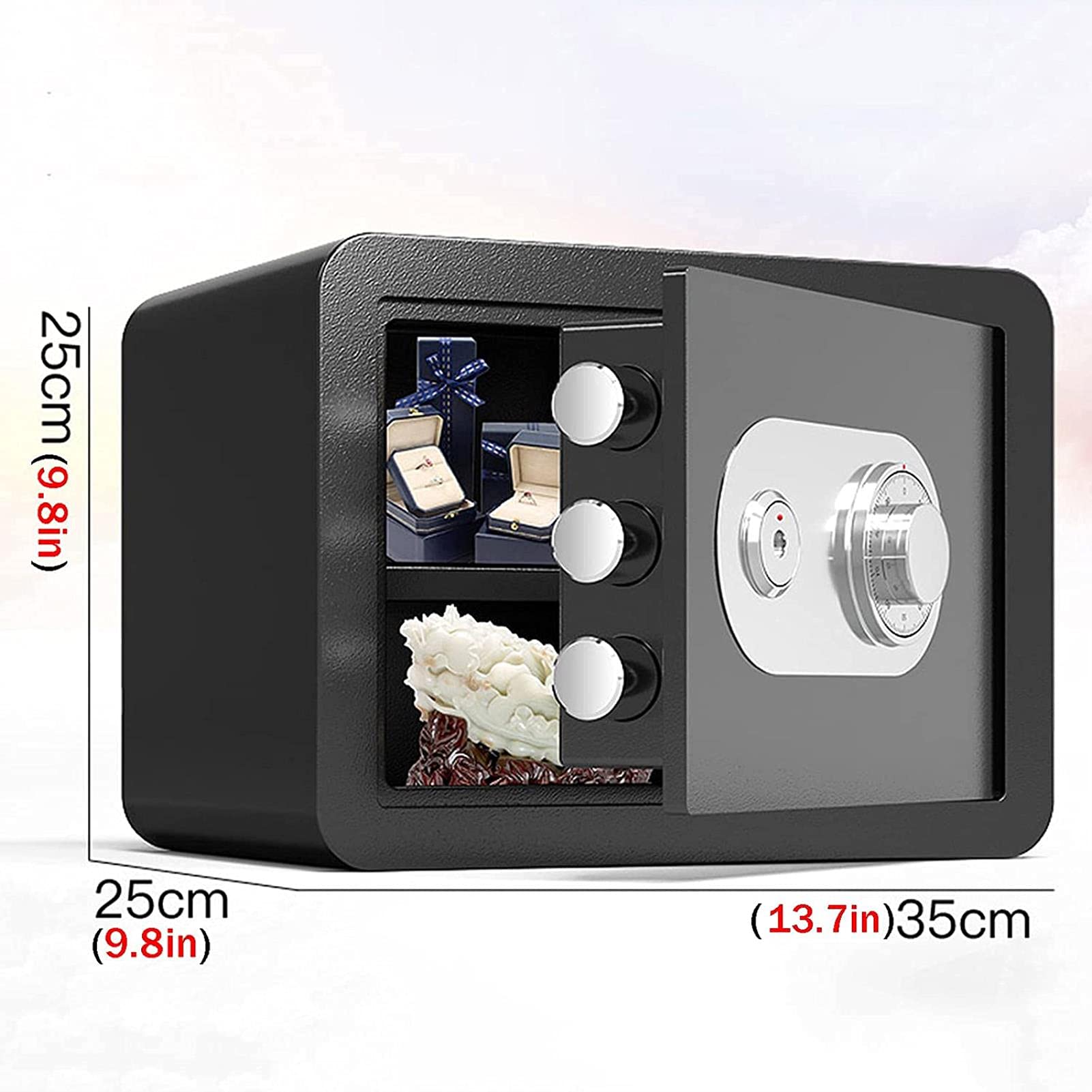 Sejfy, Sejf, Smal Fireproo Hom Offic Busines Hote Securit Locker(Black)