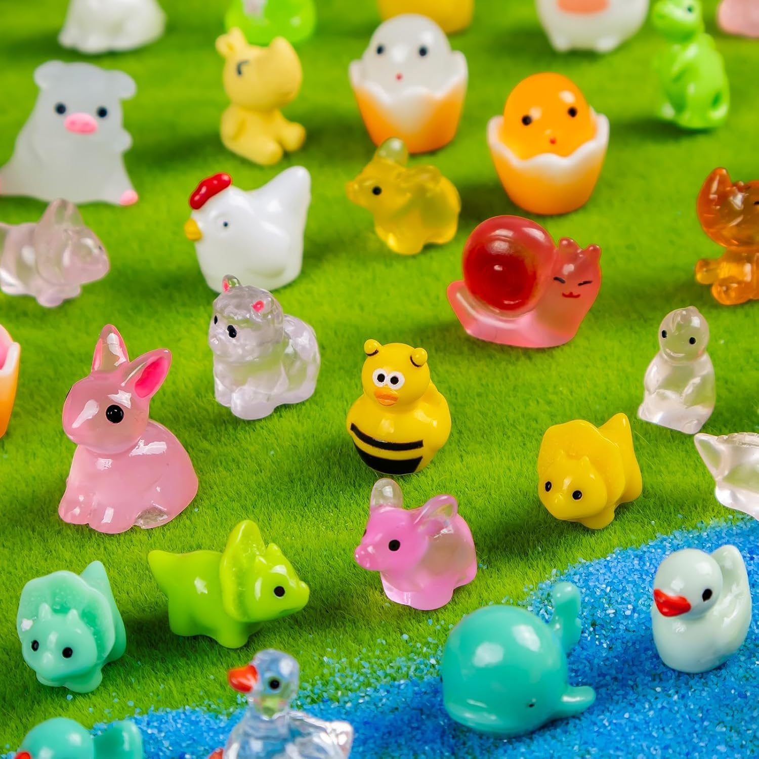 160pcs Mini Resin Animals Different 160 Styles Variety Tiny Small Animals Figure to Hide Luminous Glow in The Dark for Garden Dollhouse DIY Craft Decor Small Plastic Miniature Crafts Decor Aquarium image 3