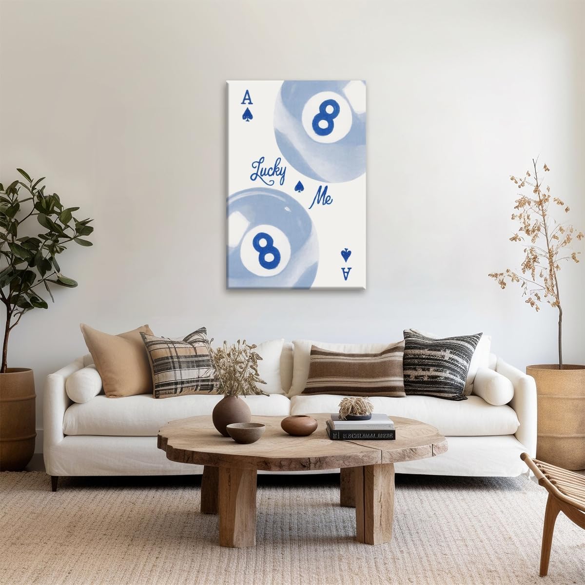 Trend Bule Preppy Wall Art Minimalism Ace Of Spades Playing Card Navy Blue Wall Decor Nspirational Quote Lucky Me Print Retro 8 Ball poster for Girly Dorm Bedroom Decor 16x24inch Unframed image 3