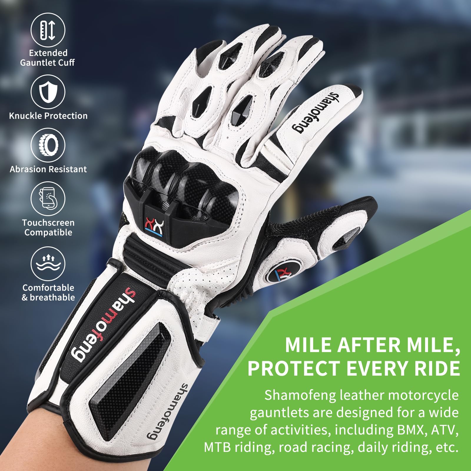 Snapklik.com : Shamofeng Unisex Leather Motorcycle Gauntlets Full ...