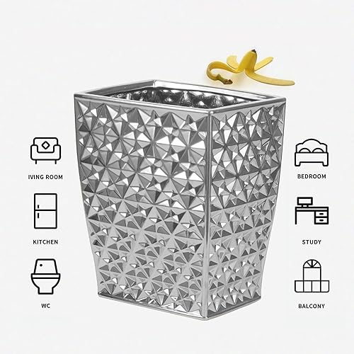 Miniatura 6 de Juego de accesorios de baño plateados de 5 piezas, incluye basura, soporte para cepillos de dientes, vaso para cepillo de dientes, dispensador de