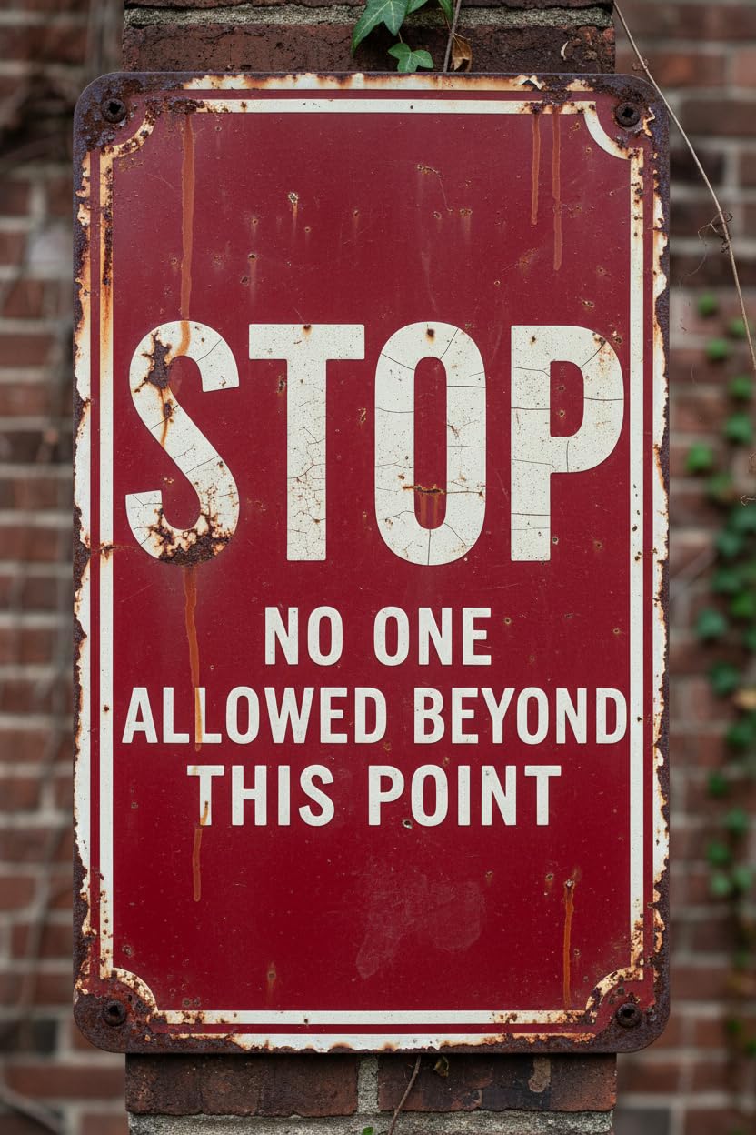 Wall Decor Stop No One Allowed Beyond This Point Sign. 8x12Inch Metal. Vintage Signs Aluminum Plates Printed