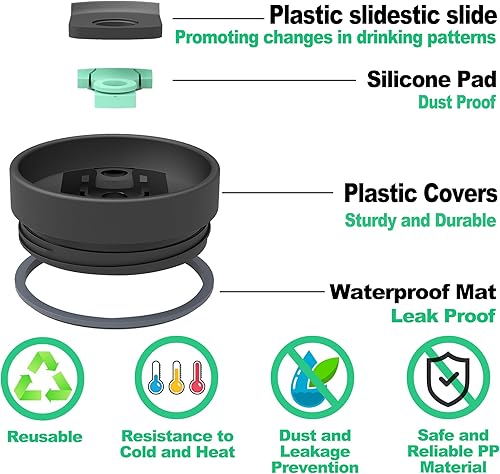 Miniatura 9 de Tapa de vaso de 40 onzas compatible con Stanley Quencher, paquete de 2 fundas de vaso de acero inoxidable a prueba de derrames, resistentes a