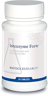 Biotics Research Intenzyme Fort™ Proteolytic Pancreatic Enzymes, Pancreatin, Bromelain, Papain, Lipase, Amylase–Supplement Supports Healthy Protein Digestion, Immune & Circulatory Function 50 Tablets