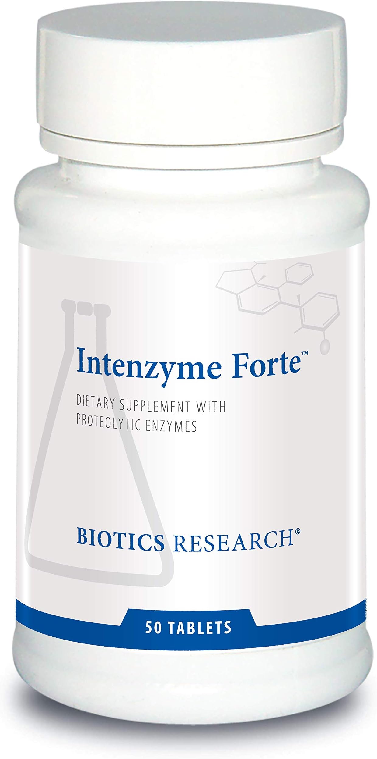 Biotics Research Intenzyme Forte™ Proteolytic Pancreatic Enzymes, Pancreatin, Bromelain, Papain, Lipase, Amylase–Supplement Supports Healthy Protein Digestion–Immune & Circulatory Function 50 Tablets