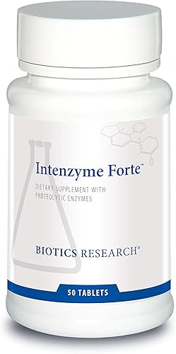 Biotics Research Intenzyme Forte™ Enzimas pancreáticas proteolíticas, pancreatina, bromelina, papaína, lipasa, amilasa – Suplemento apoya la