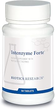 BIOTICS RESEARCH Intenzyme ForteTM Proteolytic Pancreatic Enzymes, Pancreatin, Bromelain, Papain, Lipase, AmylaseSupplement Supports Healthy Protein DigestionImmune & Circulatory Function 50 Tablets